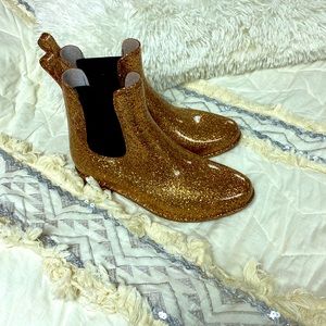 Rose gold rain boots